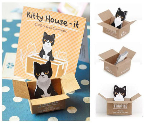 Cute Cat Sticky Note - Black